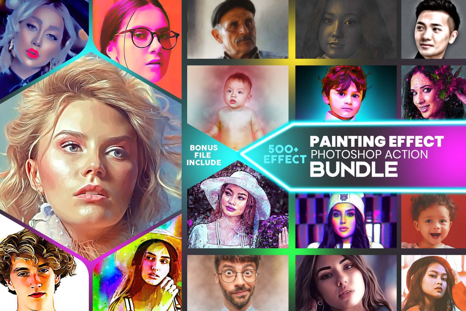 Graphicsmartz The Painting Effect Photoshop Actions Bundle