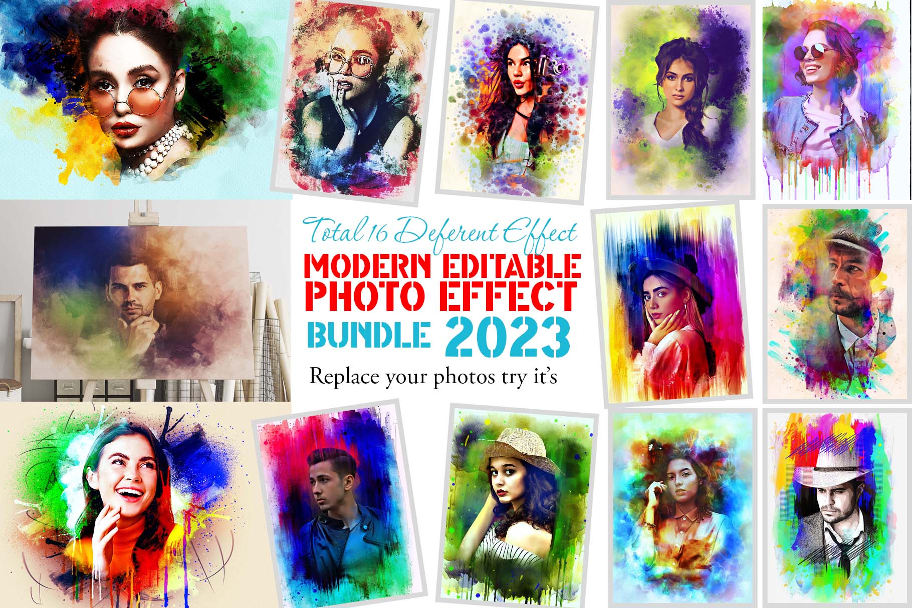 Graphicsmartz 19 In 1 Modern Art Photoshop Actions Bundle