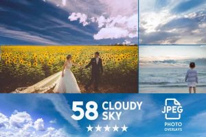 003. 58 Cloud Photo Overlays. Day, Evening, Sunset, Rainy, Sunbeams