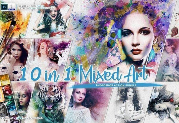 10-In-1 Mixed Art Photoshop Actions Bundle