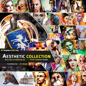 50 in 1 Aesthetic Collection Photo Template Bundle