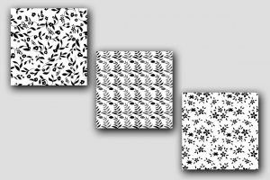 Black & White Floral Seamless Patterns V4