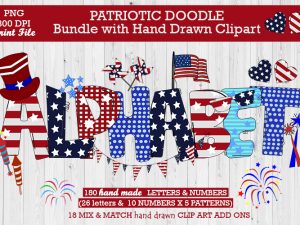 Patriotic Doodle Bundle with Hand Drawn Clipart