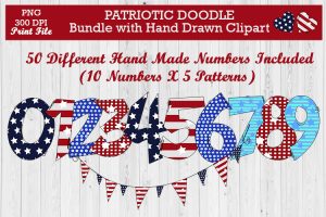 Patriotic Doodle Bundle with Hand Drawn Clipart