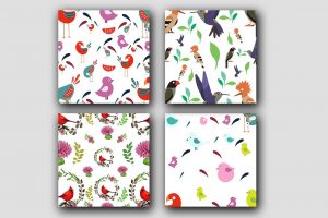 Bird Floral V02 Seamless Patterns Collection