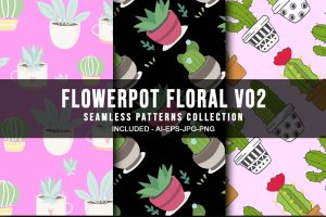 Flowerpot Floral V02 Seamless Patterns Collection