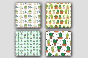 Flowerpot Floral V03 Seamless Patterns Collection
