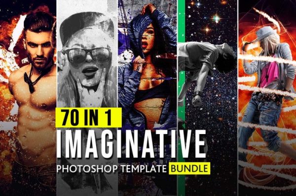 70 In 1 Imaginative Photoshop Template Bundle
