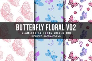 Butterfly Floral V02 Seamless Patterns Collection