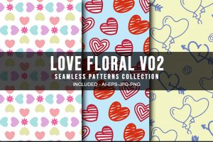 Love Floral V02 Seamless Patterns Collection