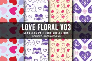Love Floral V03 Seamless Patterns Collection