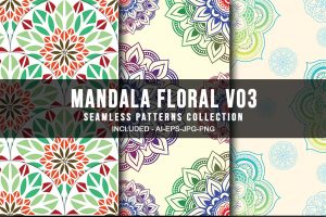 Mandala Floral V03 Seamless Patterns Collection