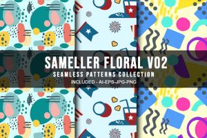 Sameller Floral V02 Seamless Patterns Collection