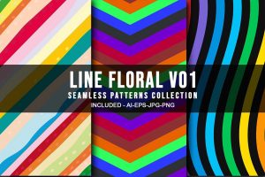 Line Floral V01 Seamless Patterns Collection
