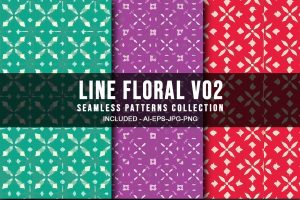 Line Floral V02 Seamless Patterns Collection