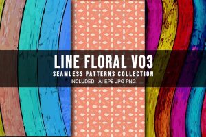 Line Floral V03 Seamless Patterns Collection
