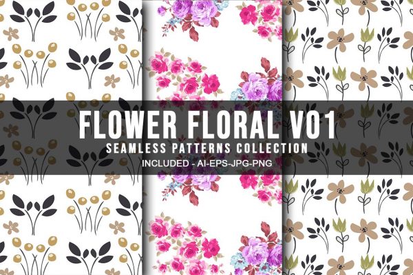 Flower Floral V01 Seamless Patterns Collection