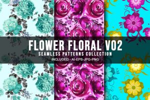 Flower Floral V02 Seamless Patterns Collection