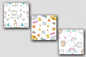 Cat Floral V01 Seamless Patterns Collection