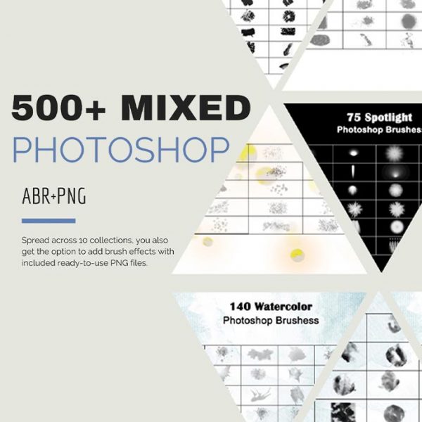 500+ Mixed Essential Photoshop Brushes Bundle