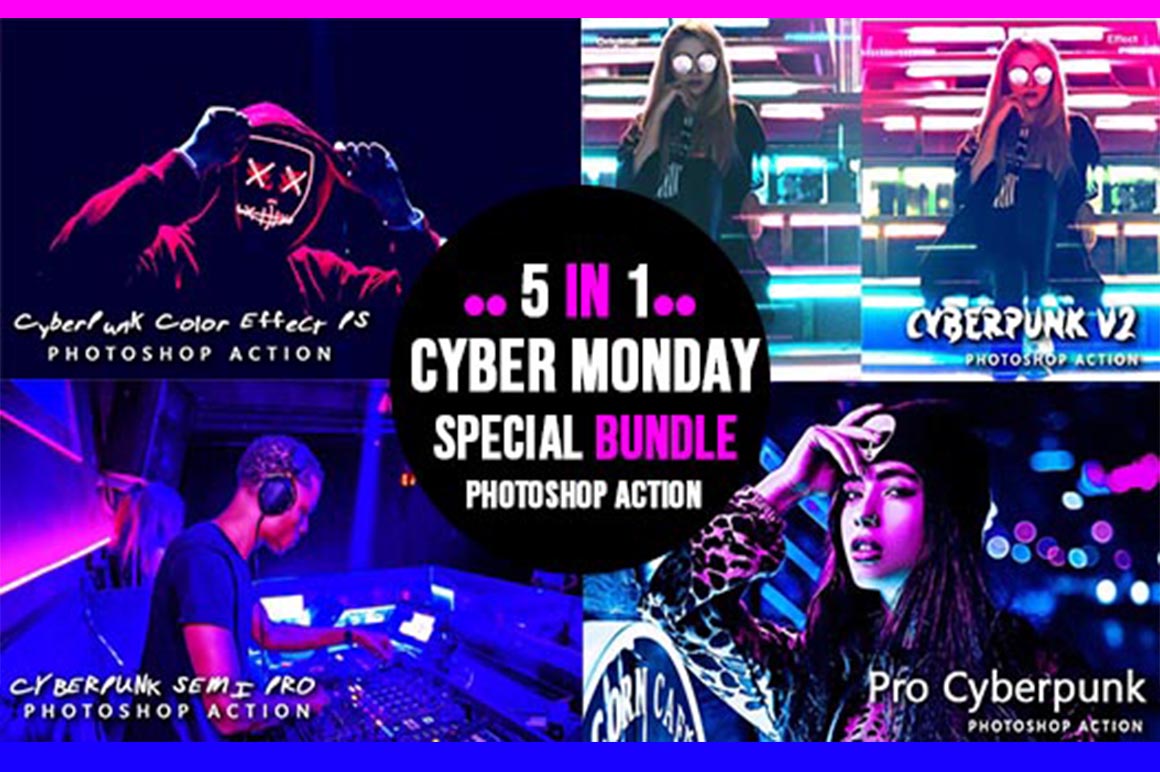 5 in 1 Cyber Monday Special Photoshop Action Bundle