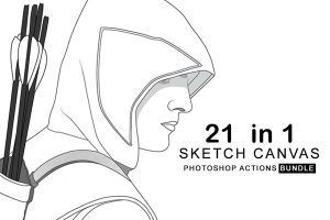 21 In 1 Sketch Canvas Photoshop Actions Bundle