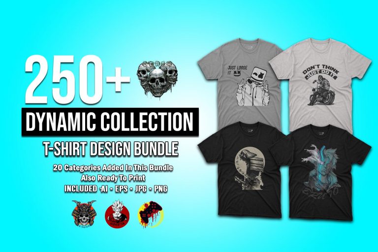 Graphicsmartz - 250+ Dynamic Collection T-Shirt Design Bundle
