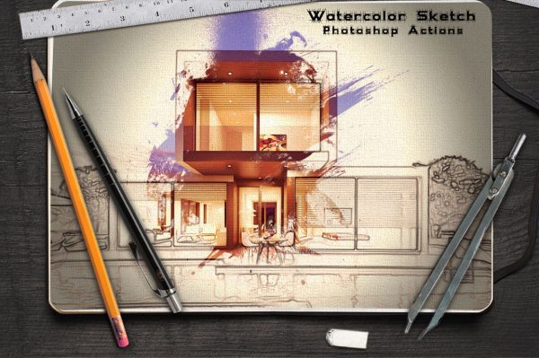 Item: Watercolor Sketch Photoshop Action by profactions - shared by G4Ds
