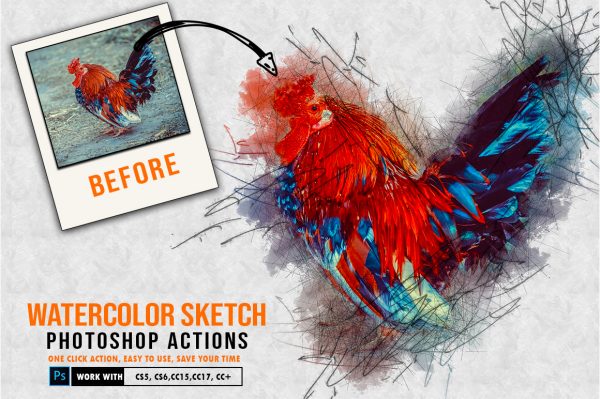 Free Download Watercolor Artistic Photoshop Action - Brushes Pack