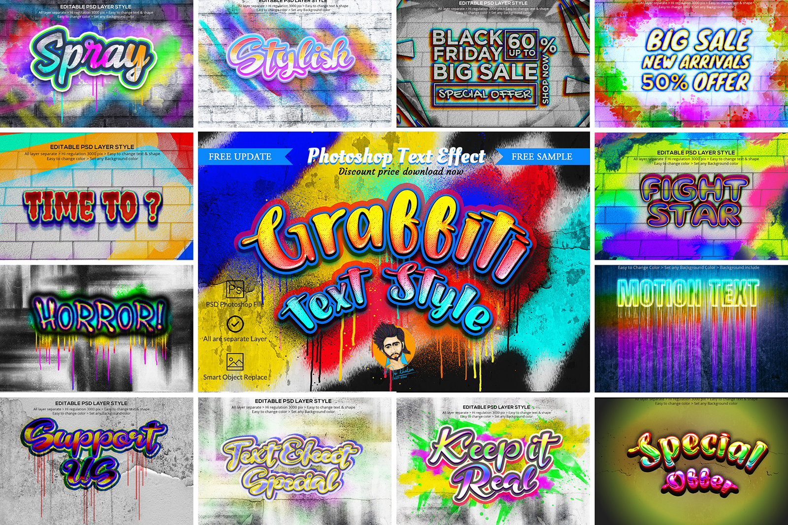 16 In 1 Graffiti Text Style Effect
