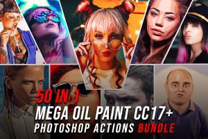50+ Mega Oil Paint Photoshop Actions Bundle