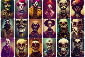 200+ Steampunk characters with evil clowns and skulls