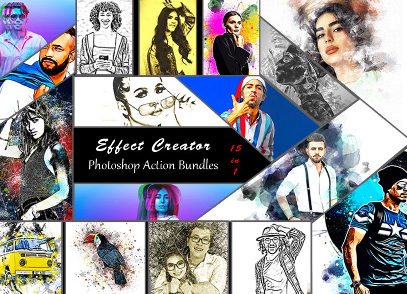 Graphicsmartz - The 15 In 1 Effect Creator Photoshop Action Bundle