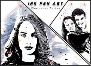 The 12 In 1 Ink Effect Photoshop Action Bundle