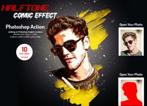 The 12 In 1 Halftone Effect Photoshop Action Bundle