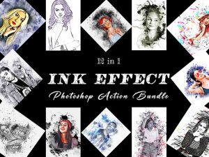 The 12 In 1 Ink Effect Photoshop Action Bundle