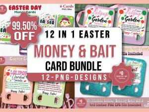 12 In 1 Easter Money and Bait Card Bundle
