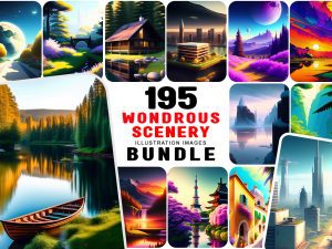 195 Wondrous Scenery Illustration Images Bundle PNG