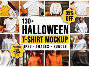 130+ Halloween T-Shirt Mockup Bundle