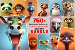 750+ Minimalist Animal Art 2D & 3D Cartoonish Designs