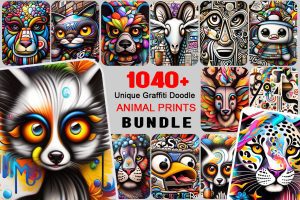 1040+ Unique Graffiti Doodle Animal Prints Bundle