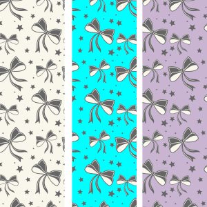 Cute Black ribbon bow vector seamless pattern. Coquette Halloween background. 1