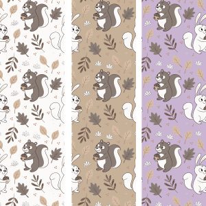 Cute and lovely adorable rabbit autumn leaf mushrooms woodland hedgehog design for kids market as vectors 2