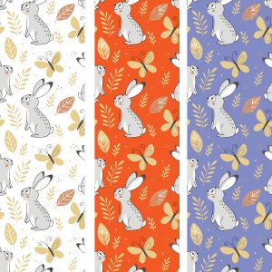 Cute baby print bunnies with butterflies 1
