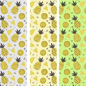 Cute cartoon pineapple. Seamless pattern for design of fabric, clothing, wallpaper, paper. Seamless isolated background. 1