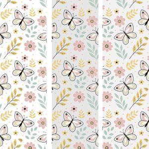Cute seamless pattern on floral and butterfly theme. cute floral pattern in hand drawn style. suitable for baby designs 1