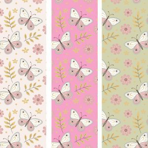 Cute seamless pattern on floral and butterfly theme. cute floral pattern in hand drawn style. suitable for baby designs 2
