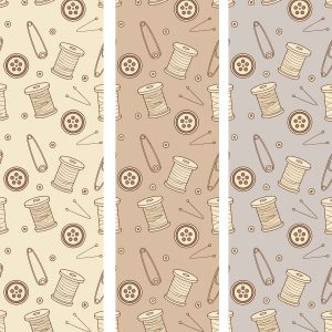 Seamless print pattern wallpaper background with buttons, needles and pins and spools of thead vector illustration 2